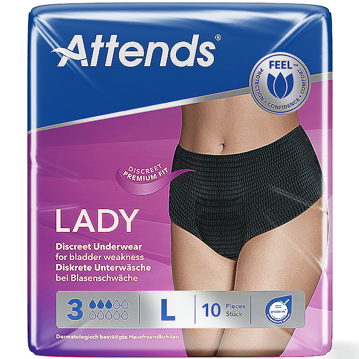 Attends Lady Discreet Underwear 3 Large Pack of 10 - welzo