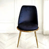 2x Black Velvet Dining Chairs – Riviera Luxury with Gold Legs & Curved Back Design