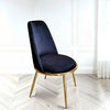 2x Black Velvet Dining Chairs – Riviera Luxury with Gold Legs & Curved Back Design
