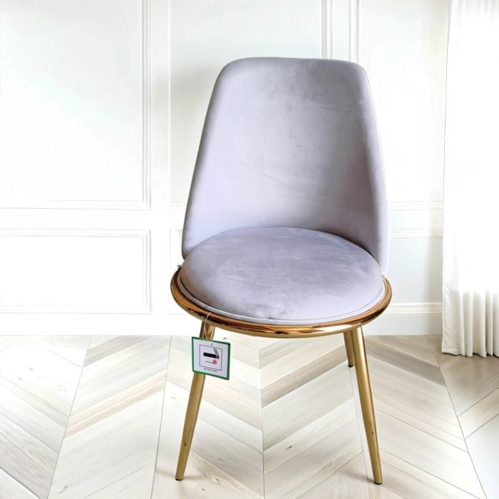 4x sedie da pranzo in velluto di lusso Grey Grey con gambe dorate