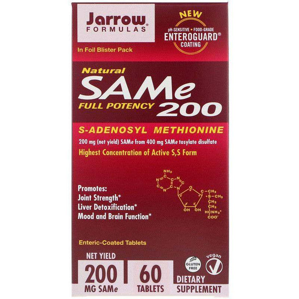 SAM-e (S-Adenosyl-L-Methionine) 200mg, 60 Enteric-Coated Tablets - Jarrow Formulas - welzo