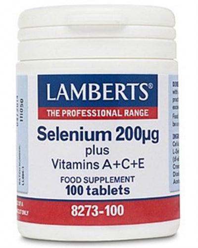 Selenium 200 mcg plus A+C+E, 100 tabs - Lamberts - welzo