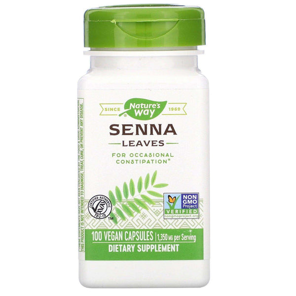 Senna Leaves 1350mg, 100 Vegan Capsules - Nature's Way - welzo