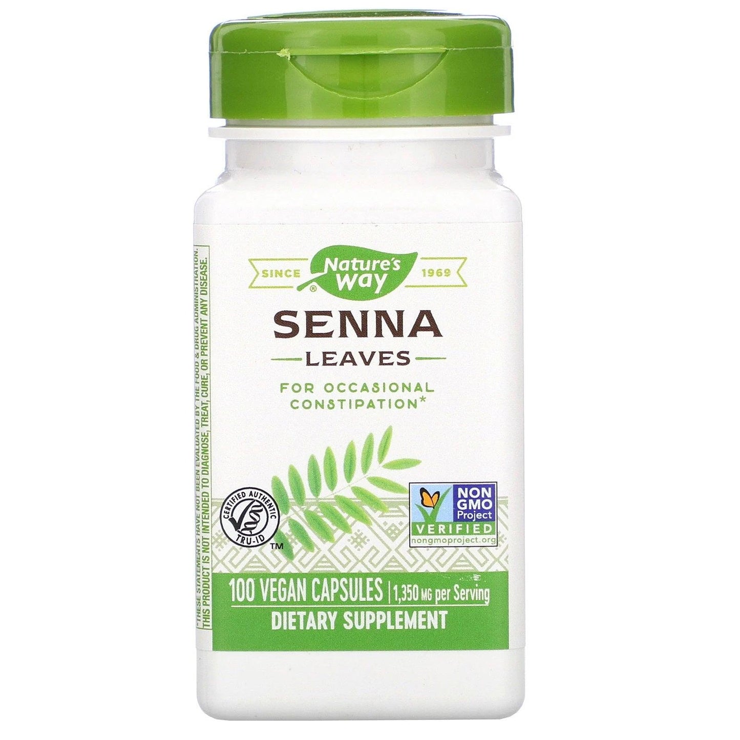 Senna Leaves 1350mg, 100 Vegan Capsules - Nature's Way - welzo