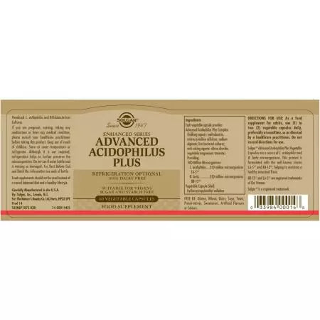 Solgar Advanced Acidophilus Plus Capsule de legume Pachet de 60