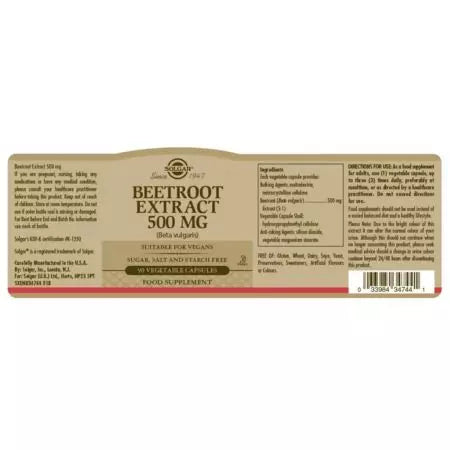 Extract de sfeclă de solgar 500 mg pachete de capsule de legume de 90