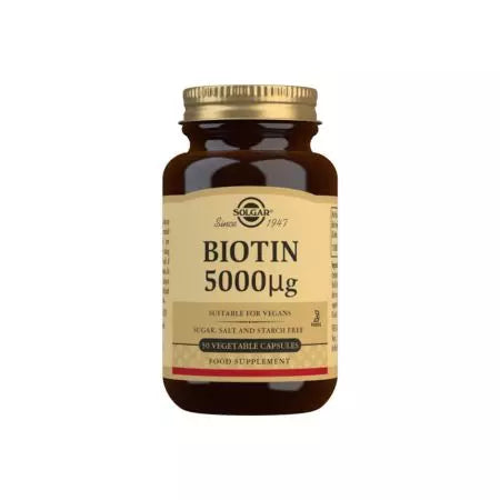 Solgar Biotin 5000 ug зеленчукови капсули пакет от 50