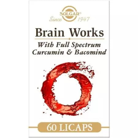 Solgar Brain arbeitet mit vollem Spektrum Curcumin & Bacomind 60 Kapseln