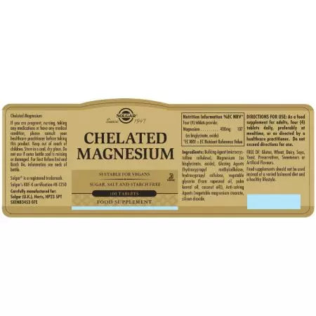 Solgar Chelated Magnesium Tablet Pack of 100