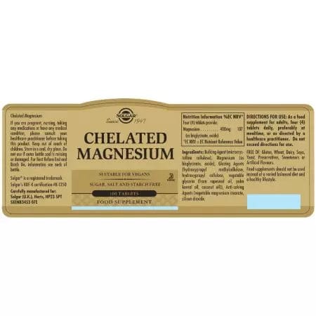 Solgar Chelated Magnesium Tablets Pack of 100