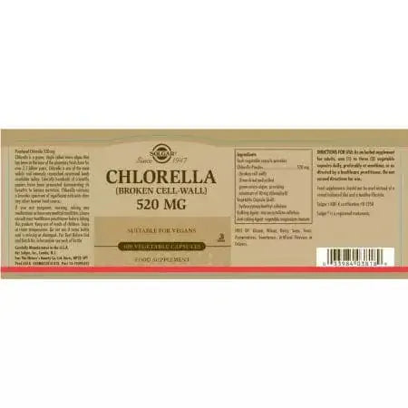 Solgar Chlorella 520 mg Vegetable Capsules Pack of 100