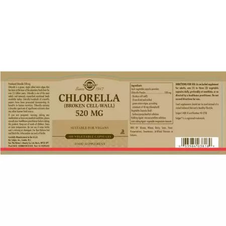 Solgar Chlorella 520 mg Gemüsekapseln Pack von 100