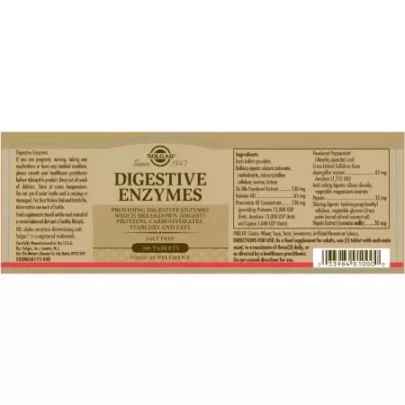 Solgar Enzime Digestive Tablets Tablete de 100