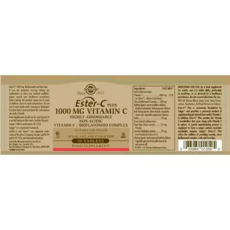 Solgar Esterc pluss 1000 mg C -vitamiini tabletid pakk 30