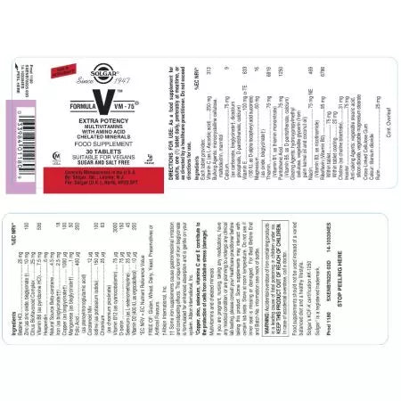 Solgar -formule VM75 tabletspakket van 30