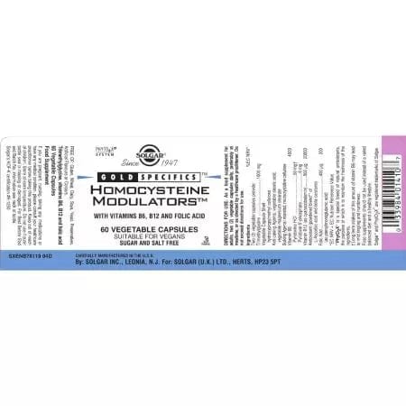 Solgar Gold Specifics Homocysteine Modulators Vegetable Capsules Pack of 60