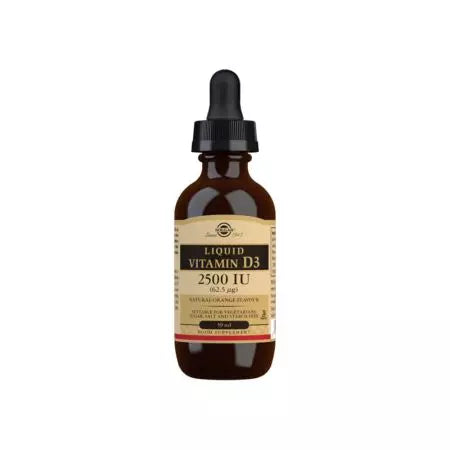 Vitamina lichid Solgar D3 2500 UI (62,5 ug) aromă de portocale naturale 59 ml