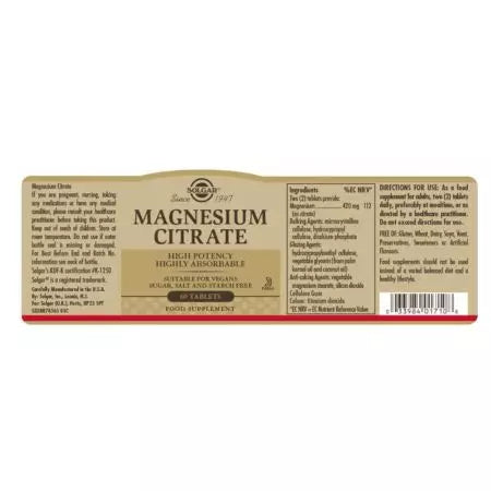 Solgar Magnesium Citraat Tablets Pack van 60