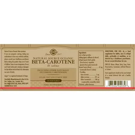 Solgar Natural Vir Oceanic Beta Carotene Softgel Pack 60