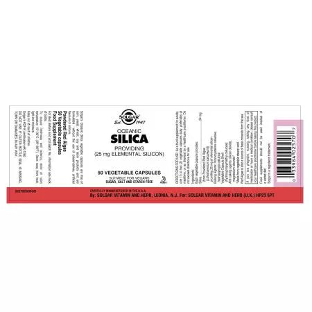 Pacote de cápsulas vegetais de sílica oceânica de 25 mg de 50 mg de 50