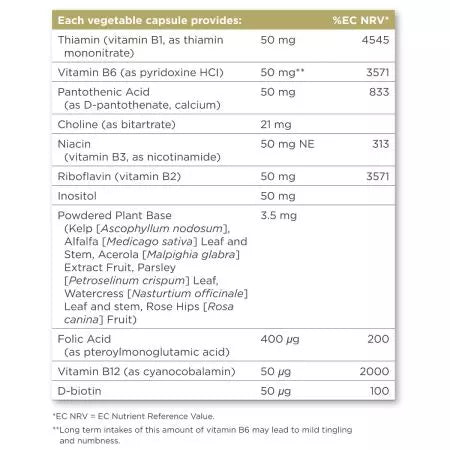 Solgar Vitamina BCOMPLEX 50 Cápsulas de vegetales de alta potencia Paquete de 50