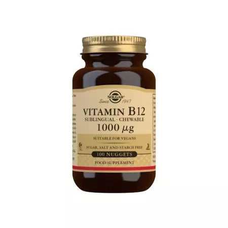 Solgar Vitamin B12 1000 UG Pacchetto di pepite masticabili sublinguali di 100