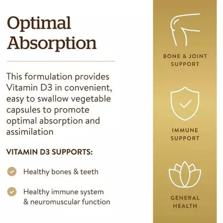 Solgar Vitamin D3 1000 IU (25 ug) Pakiet miękki na poziomie 100