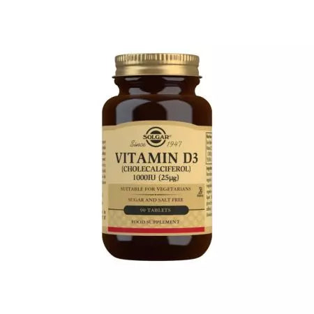 Solgar Vitamin D3 (Cholecalciferol) 1000 IU (25 ug) Tablettenpackung von 90