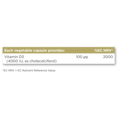 Solgar Vitamin D3 (cholécalciférol) 4000 UI (100 ug) Pack de capsules de légumes de 60