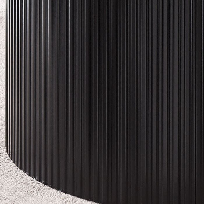 Sombra Round Black Couchtisch - geriffelter Holzkorn -Effekt, 100 cm breit, keine Baugruppe erforderlich