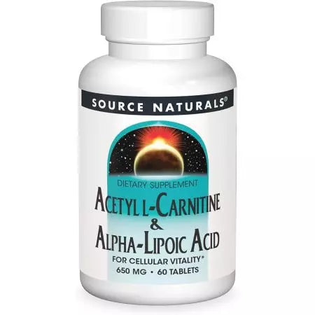 Zdroj Naturals acetyl lcarnitin & alphalipoová kyselina 650 mg 60 tablety