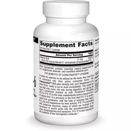 Source Naturals Coenzymated Vitamin B6 25mg 120 Pepper-mint Lozenge