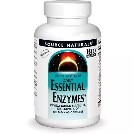 Lähde Naturals Essential päivittäiset entsyymit 500 mg 60 kasvissyöjäkapselia