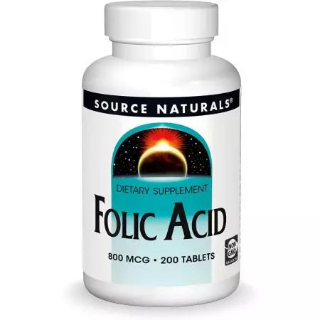 Fuente de ácido fólico Naturals 800mcg 200 tabletas