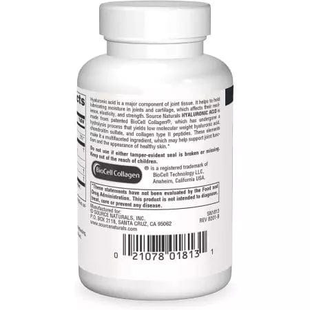 Source Naturals Hyaluronic Acid 100mg 30 Tablets