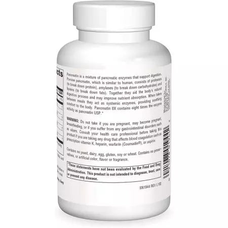 Fonte Naturals Pancreatin 8x 500mg 100 cápsulas