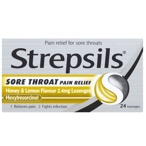 Strepsils Lozenges Sore Throat Pain Relief Honey & Lemon Pack of 24 - welzo