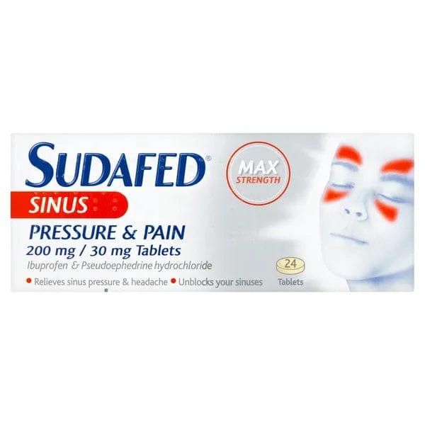 Sudafed Sinus Pressure & Pain Tablets MAX strength Pack of 24 - welzo