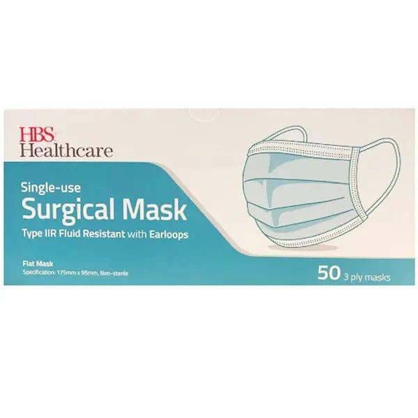 Surgical 3-Ply Disposable Type IIR Medical Face Mask with Ear Loop Pack of 50 - welzo