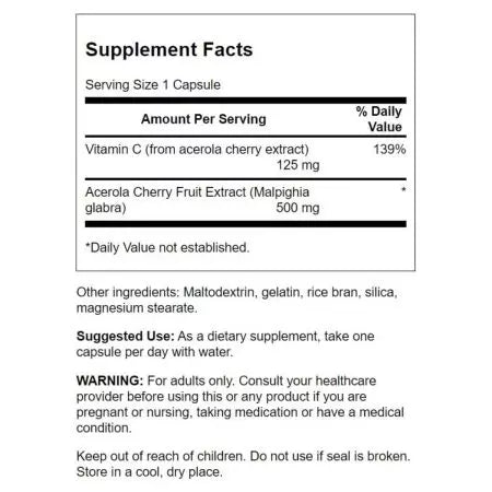 Swanson Acerola 500 mg 60 kapselia