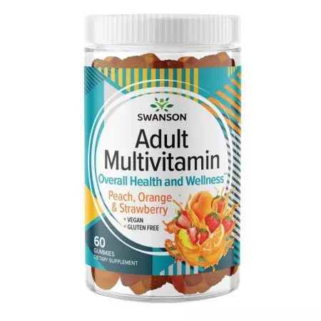 Swanson Adult Multivitamin 60 Gummies Peach, oranžová a jahodová příchuť