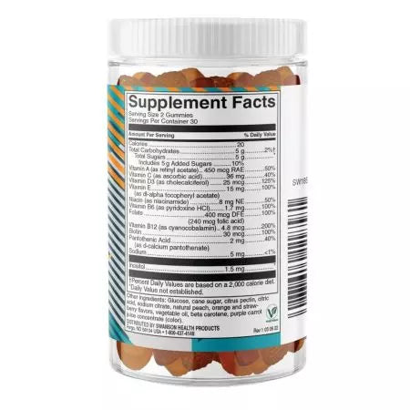 Swanson Adult Multivitamin 60 Gummies Peach, Orange & Strawberry Sabor