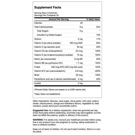 Swanson volwassen multivitamine 60 gummies perzik, oranje en aardbeiensmaak