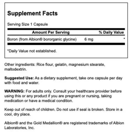 Swanson Albion Boron Bororganski glicin 6 mg 60 kapsul