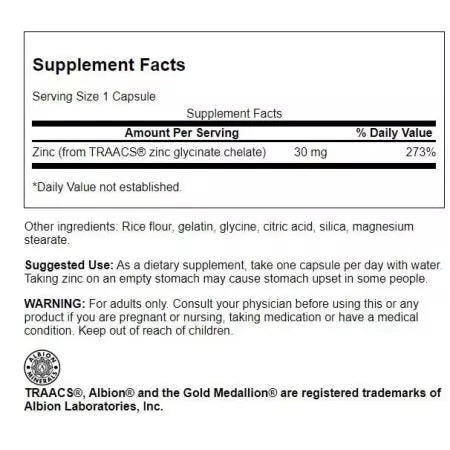 Swanson Albion Cinka 30 mg 90 kapsulas