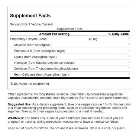 Enzyme Swanson Antigas 40 mg 90 veggie κάψουλες