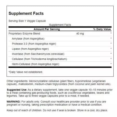 Swanson AntiGas Enzyme 40 mg 90 Veggie Capsules