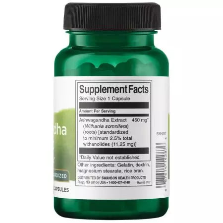 Swanson Ashwagandha Extrato 450 mg 60 cápsulas