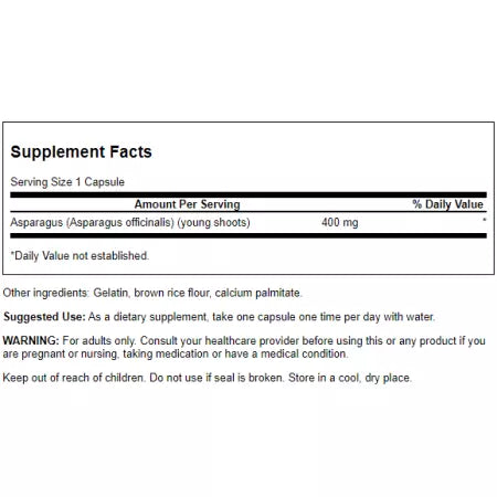 Swanson Asparagy Young strelja 400 mg 60 kapsul