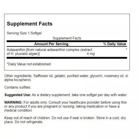 Swanson Astaxantina 4mg 60 Softgel